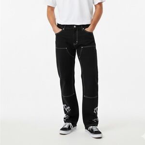 NV Felix Embroidered Stars Wide Leg Jeans L